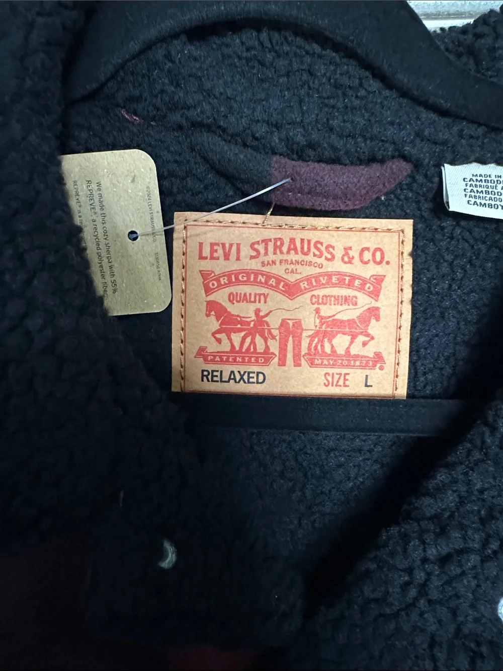 Levi's Red and Black Plaid Sherpa Collar Field Jacket